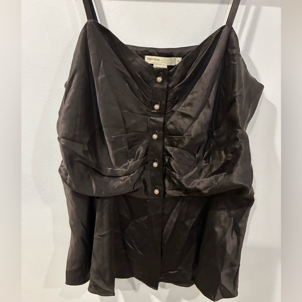 Perry Ellis Brown Silk top